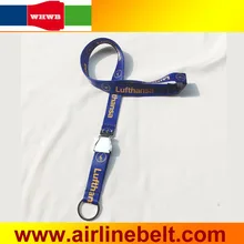 Первый класс немецкий Lufthansa Авиакомпания Самолет ремень безопасности Пряжка ремешок телефон шеи ремешки синий ремень с кольцом для ключей для пилота