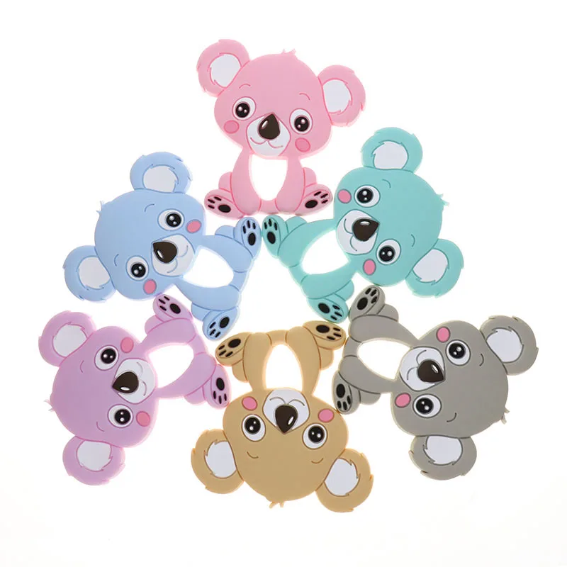 코알라 실리콘  Teether 동물 곰 Bpa 무료  젖니 목걸이 펜던트 액세서리, DIY 크리스마스 선물, 10 개