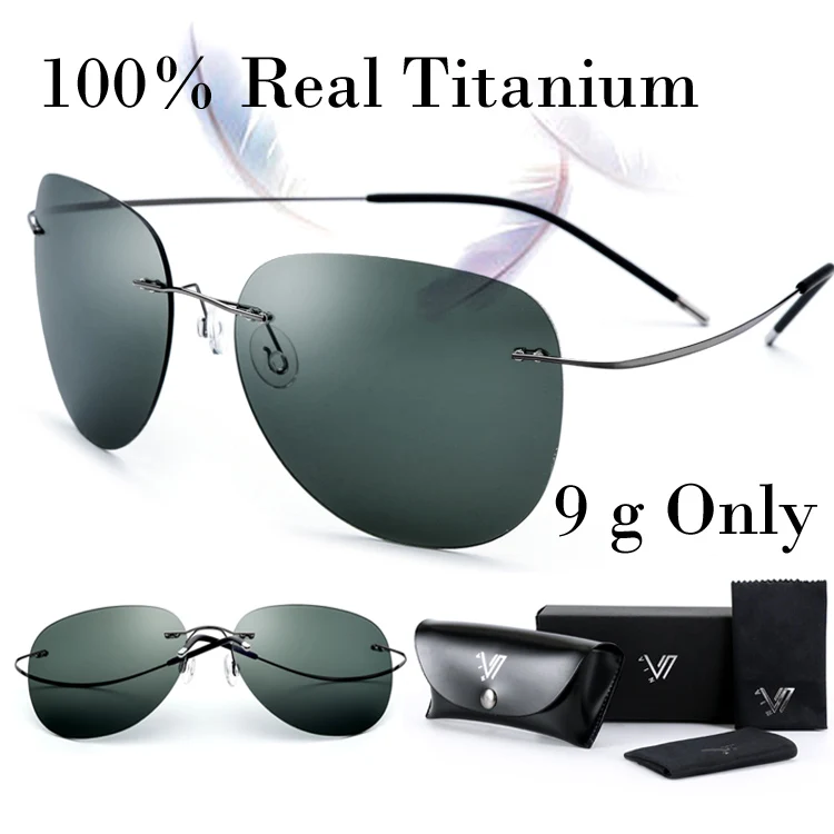 

100% Real Titanium No Screw Men Male Rimless Sunglasses Women Ultralight Memory Polarized Mirror Sun Glasses Oculos Gafas De Sol