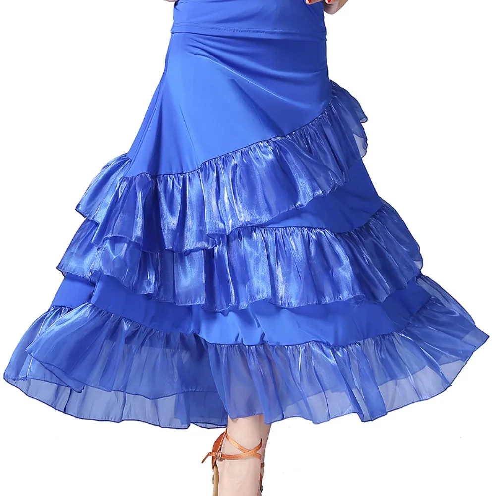 Fashion Modern Dance Skirt Sequins flowers skirts Tango Ballroom Waltz for Women Lady Adult Party Half length Skirt|Бальные танцы| |