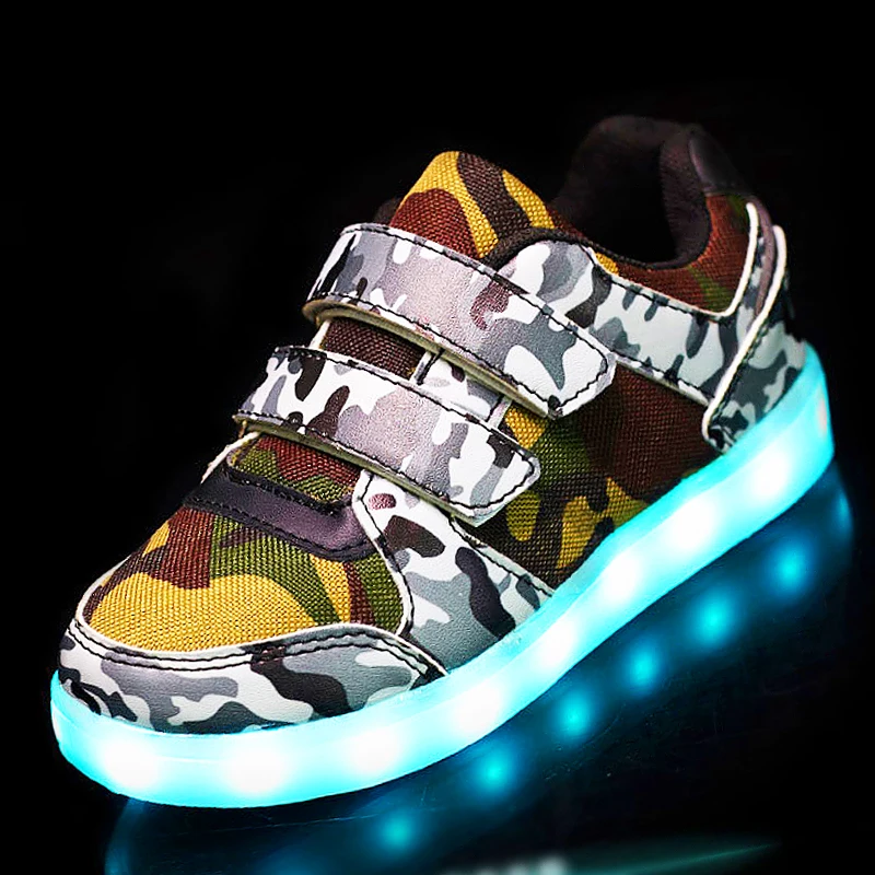 baratas 25 37 Tamanho Cesta USB Levou criança Sapatos Com Luz Up Kids Sneakers Luminosos Brilhante das Crianças Sapato enfant para Meninos