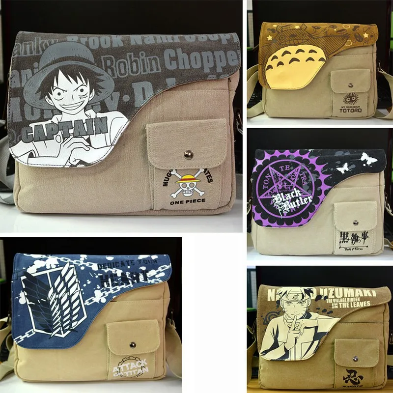 

MeanCat Japanese Comic Attack Giant Totoro SAO Sword Domain Naruto Pirates Road Flying Bag Canvas Single Shoulder Bags
