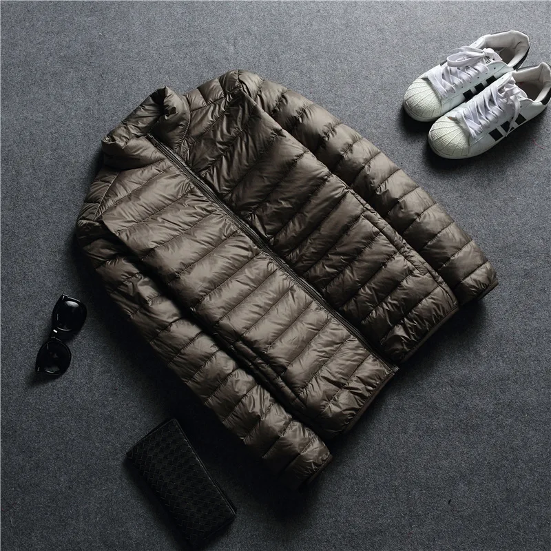 Winter Fashion Brand Ultra Light Duck Down Jacket Men Stand Collar Streetwear Feather Coat Packable Waterp Warm Men Clothing