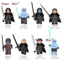 Одиночная Игра престолов, лед и огонь, Джон Сноу Старк, белый волке, Джор мормонт Сэм, строительные блоки, модель, кирпичи, игрушки для детей