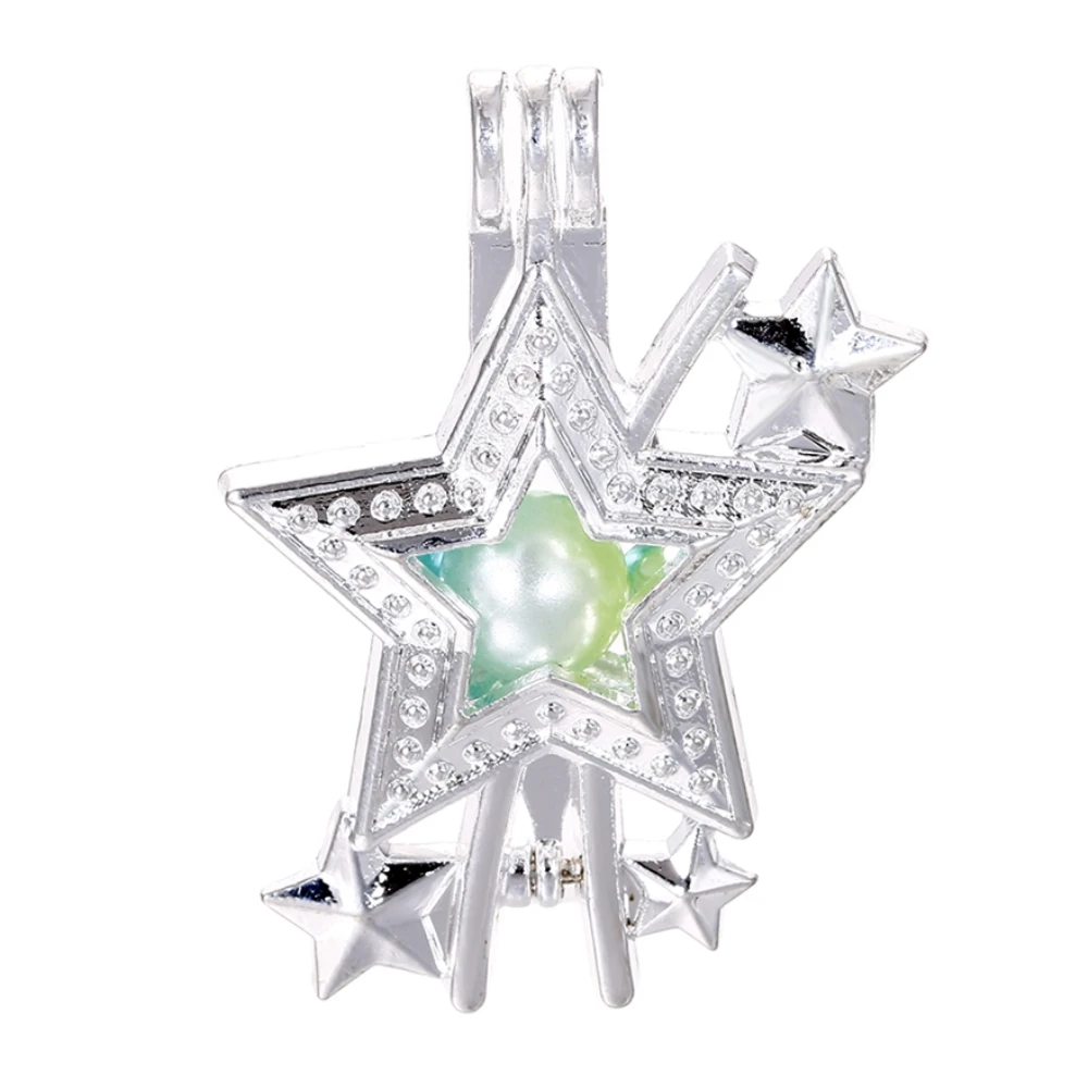 10pcs Silver Star Movies Pearl Cage Beads Cage Essential Oil Diffuser