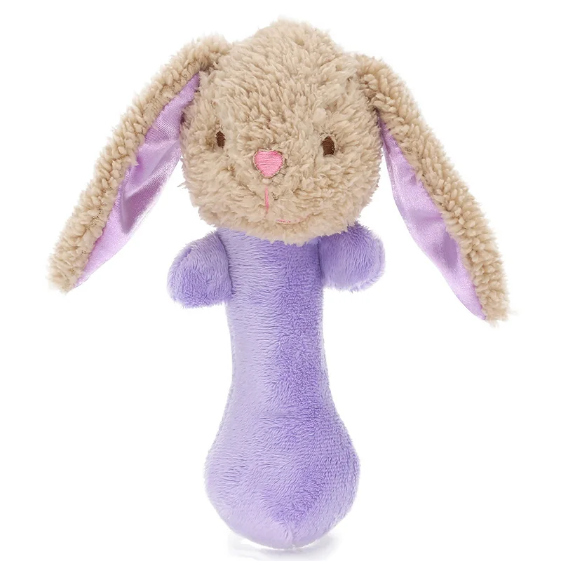 Игрушки для новорожденных 0-12 месяцев Кролик/олень/слон мягкие плюшевые погремушки для детей развивающие/Развивающие/Музыкальные/Мобильные детские игрушки - Цвет: Purple Rabbit