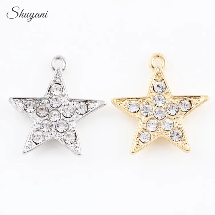 20PCS-Fashion-Rhinestone-Crystal-Silver-Gold-Plated-Five-pointed-Star-Charms-Pendant-fit-Bracelet-Necklace-Jewelry (2)