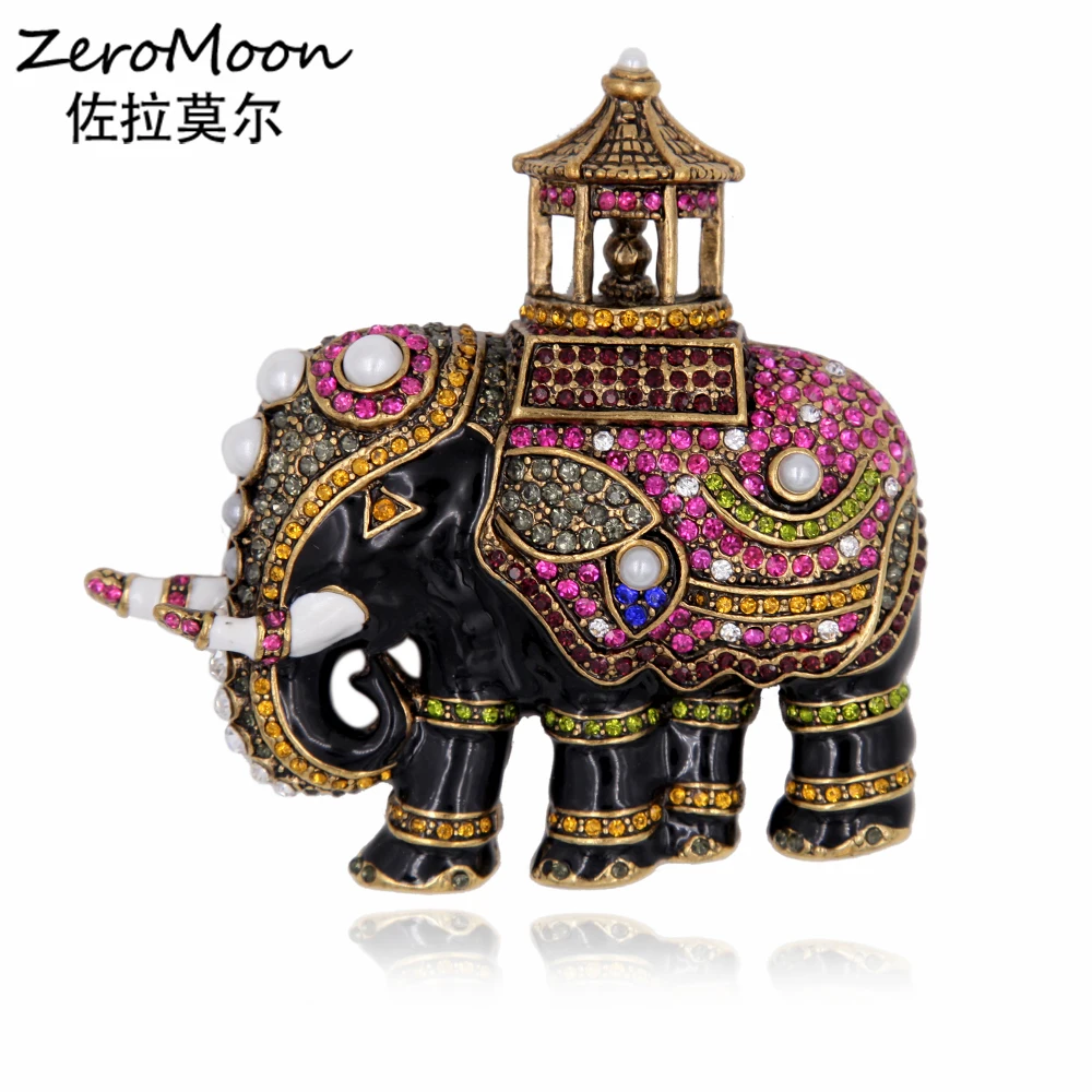 

Enamel Thailand Elephant Brooch Pin Pearls Lucky Animal Crystal Rhinestone Vintage Jewelry Accessory