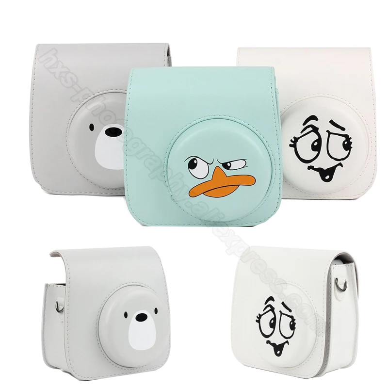 

Fujifilm Instax Mini Camera Case Bag for Fuji Instax Mini 9 8 Mini 8 Camera with Soft PU Leather - Duckling, Funny Face and Bear