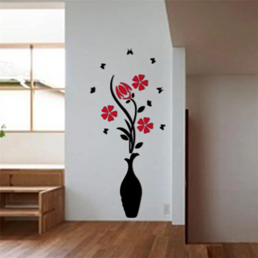 d3 high cost effective diy vase flower tree crystal arcylic 3d wall