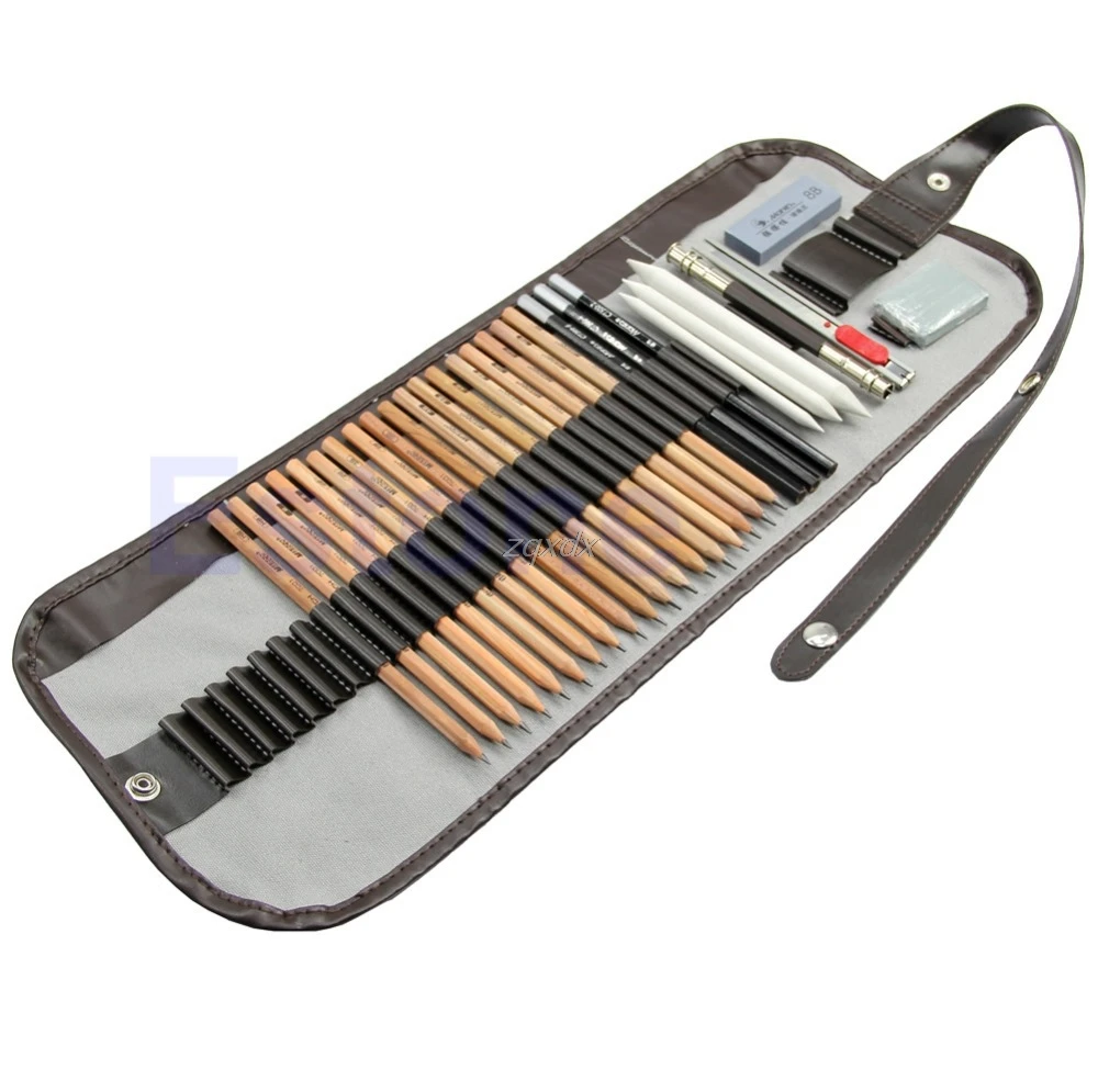 

18pcs/set Sketch Pencil Drawing Set Pencils Eraser Knife Extender Paper Pen With Bag G12 Drop ship