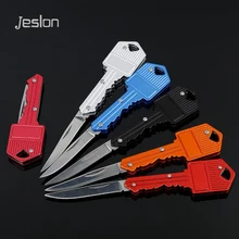 Jeslon Mini Key Knife Fold Key Pocket Chain Knife Peeler Portable Camping Key Ring Knife Tools Multitool Survival Filllet Knife