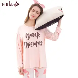 Fdfklak осень зимняя Пижама для беременных женщин Длинные рукава для беременных Ночная одежда с принтом букв хлопок беременность pijama