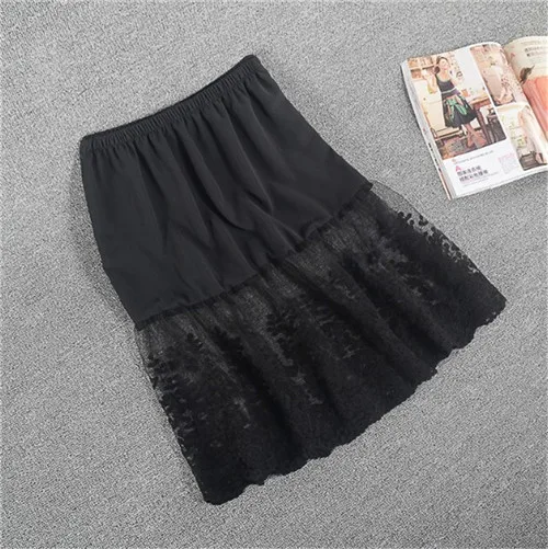 Женские кружевные юбки с цветочной вышивкой, эластичная юбка с высокой талией, Повседневная сетчатая фатиновая юбка, элегантная черно-белая юбка D66 - Цвет: Черный