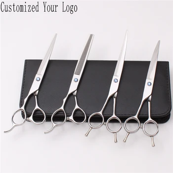 

C3006 Left-Hand Suit 7" Customized Logo Teflon Dogs Clippers UP&Down Curved Shears Cutting Shears Thinning Scissors Pets Shears