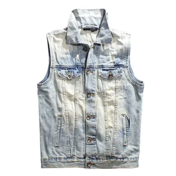 Summer Light Blue Vintage Design Denim Vest Male Sleeveless Jackets Jeans Clothing Men Waistcoat Summer Light Blue Vintage Design Denim Vest Male Sleeveless Jackets Jeans Clothing Men Waistcoat