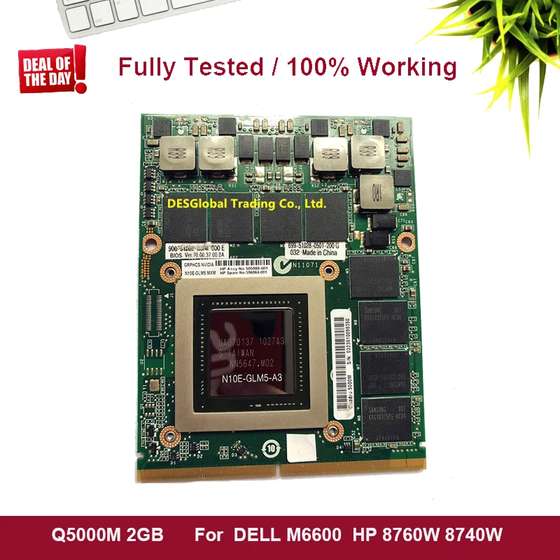 

Brand New Quadro 5000m q5000m N10E-GLM5-A3 2GB Video Vga Graphic Card MXM3.0 For Laptop Dell Laptop M6600 HP 8760W Fully Tested