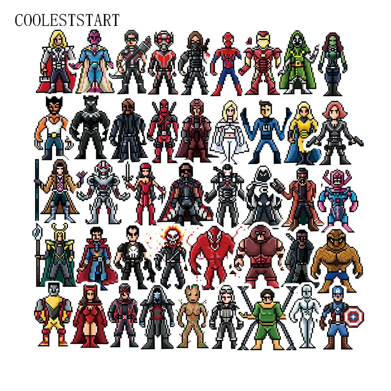 

64 Pcs/Lot Pixel MARVEL Graffti Stickers For Luggage Laptop Notebook Car Fridge Skateboard PVC Waterproof Decal Sticker For Kid