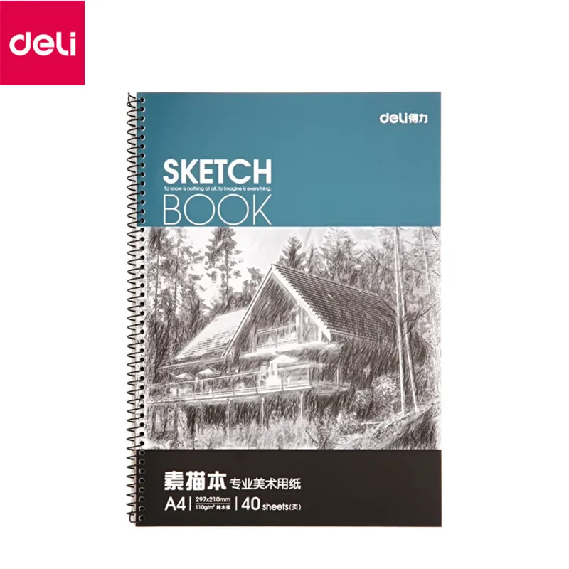 

Deli 7698 A4 Professional Art Sketchbook Drawing Book 40 Sheets White Paper Notebook Arts Supplies Hardcover Sketchbook