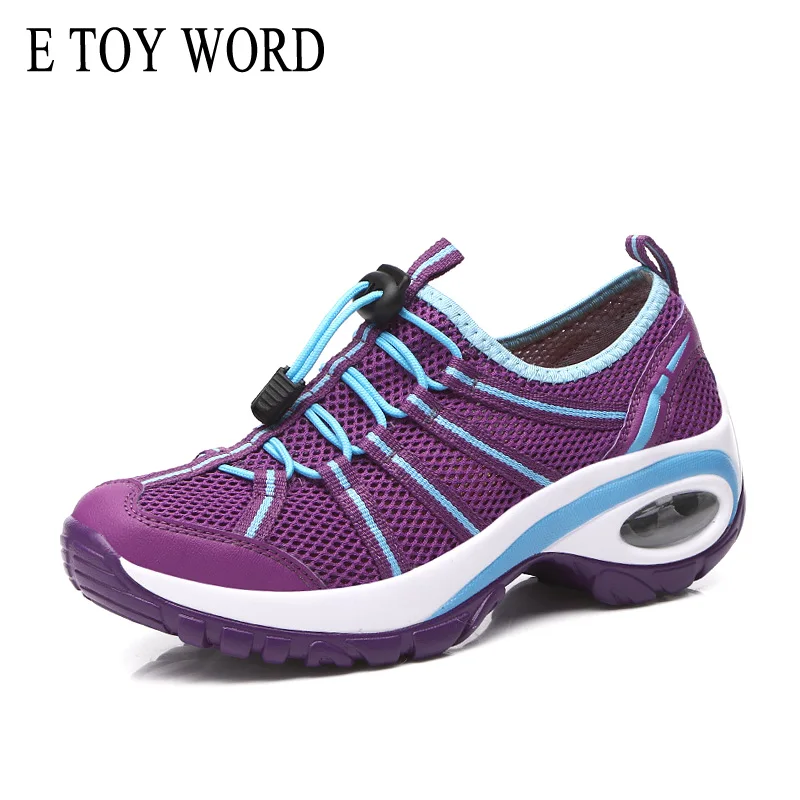 

E TOY WORD Spring Summer Sneakers Women Outdoor Mesh Breathable Casual Shoes Wear-resistant Air Cushion Hiking Zapatillas Mujer