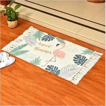 Хлопковый коврик с принтом декоративная Фламинго ковер килим ручной тряпичный коврик прихожей тонкий бросить ковер для прачечной Гостиная общежития