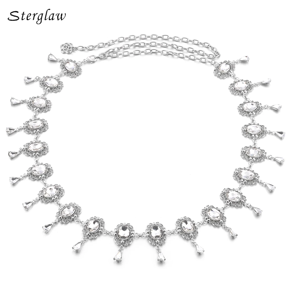 Buy New Exquisite diamond chain belt for women metal