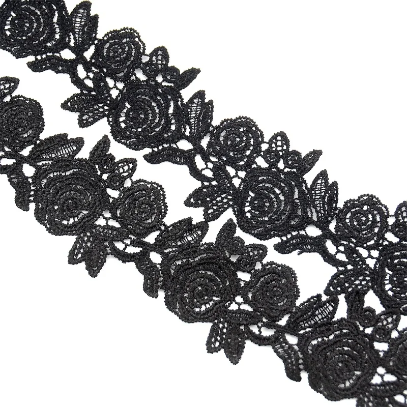 1 м/лот, черная Роза, лента, кружевная ткань для свадебного украшения для самодельного изготовления, аппликация, вышивка, швейная отделка, принадлежности для одежды
