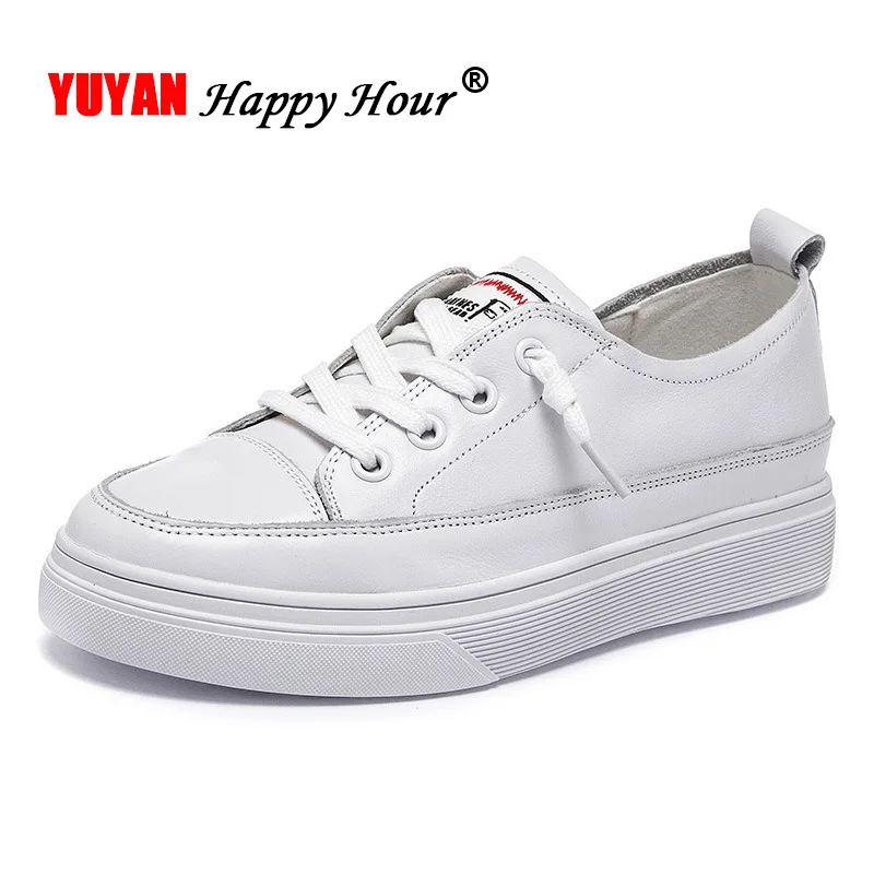 

Genuine Leather Shoes Women Sneakers Black White Footwear Cowhide Spring Summer Woman Casual Shoes Height Increasing 4.5cm A1552