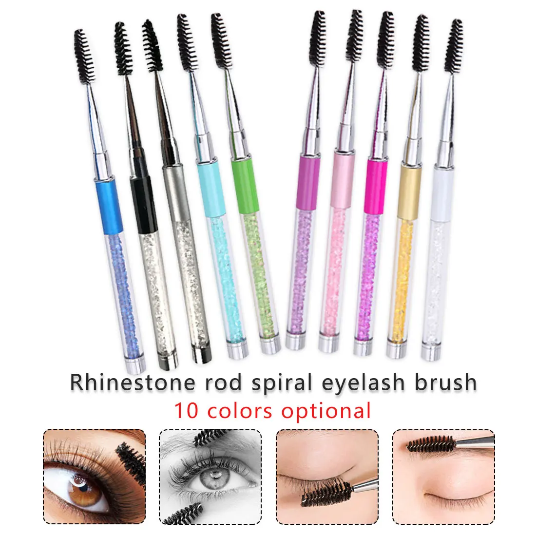 Rhinestone Rod Eyelash Brush Spiral Eyelash Brush 10 Color Eyelash Brush Eyelash Extension