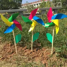 2 шт./компл. ветер Спиннер Простой Четыре цвета штифт ветряной мельницы деревянный полюс украшения сада Дети игрушечное колесо 28 см Открытый