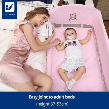 

Valdeara Newborn bed Connecting mom bed can Foldable with Trolley Baby bed Protable Game children beds Rocking