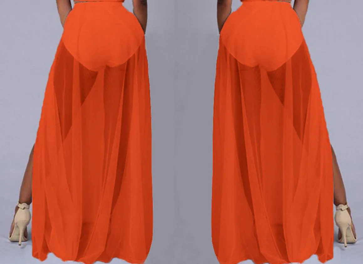 Модные женские туфли шифоновая длинная юбка макси Высокая Талия Летние Плиссированные пляжная юбка в стиле бохо платье летние пикантные пляжная одежда - Цвет: Оранжевый