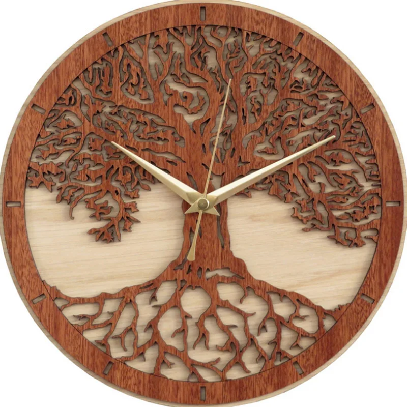 Tree of Life Wall Art Wall Clock Sacred Tree Wood Wall Clock Green Life 3D Art Wall Clock Modern New Arrival Hanging Clocks