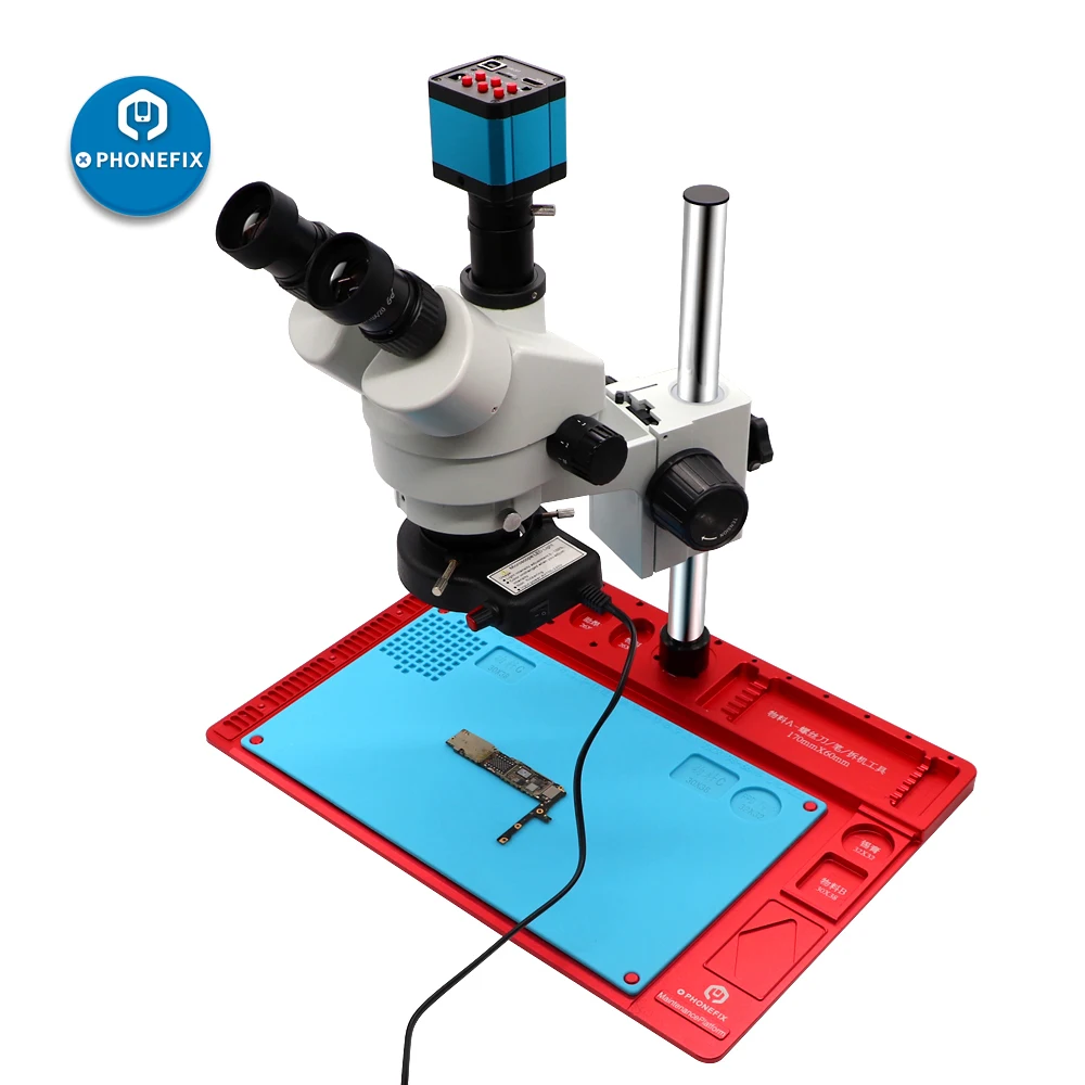

3.5-90X Continuous Zoom Simul Focal Trinocular Stereo Microscope With Aluminum Alloy Pad for Cell Phone Motherboard Repair Tool