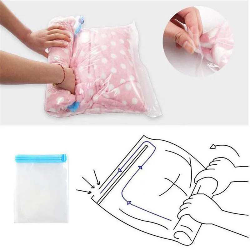 

Space Saving Vacuum Compression Transparent Storage Bags Travel Practical Wardrobe Sorting Storage Clothes Socks Bag Organizer