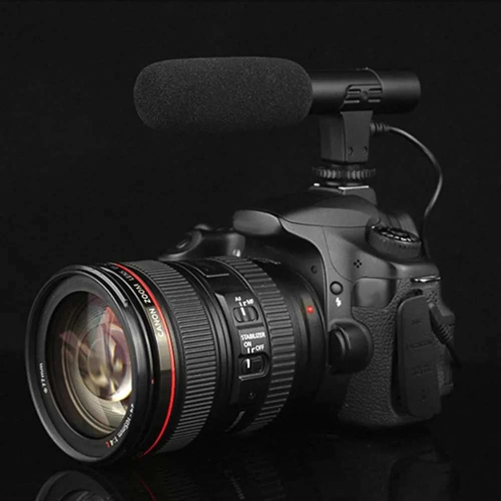 

Professional Condenser Microphone 3.5mm Recording Microphone Interview Mic for DSLR Camera Video DV Camcorder