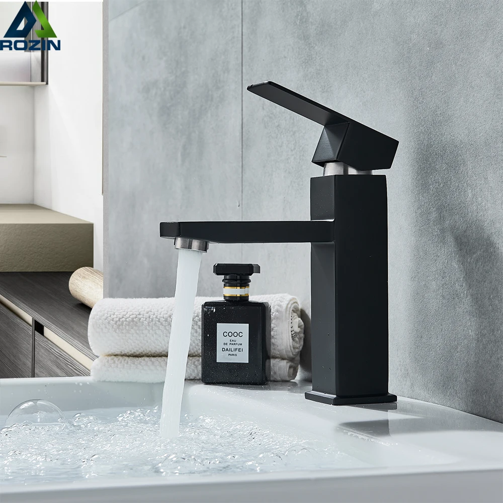 Matte Black Bathroom Vessel Sink Faucet Deck Mounted Basin Mixer Tap One Handle Cold and Hot Washing Tap Chrome/Brushed Gold