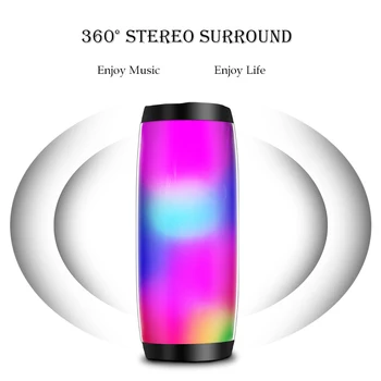 

Wireless Bluetooth Speaker Colorful Loud LED Portable Boom Box Outdoor Bass Column Subwoofer Sound Box with Mic Support TF FM