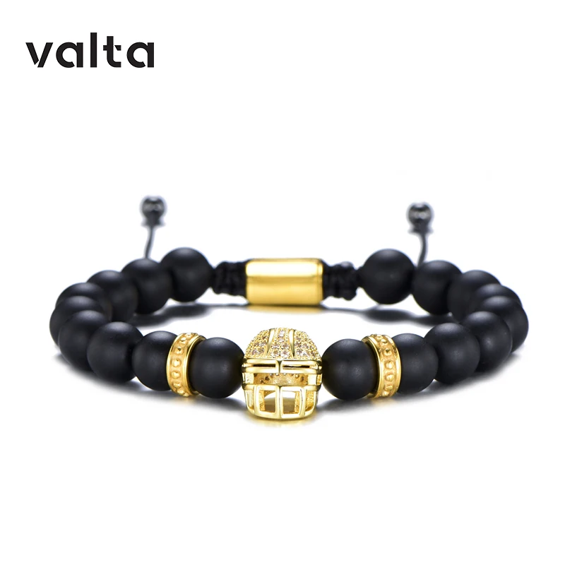 

American football beads bracelet Titanium spacer natural stone bangle pulseras mujer moda helmet bead Zircon Customized logo