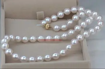 

New AAAA real round 18" 9-10mm natural south sea white pearl necklace plated Clasp earrings set
