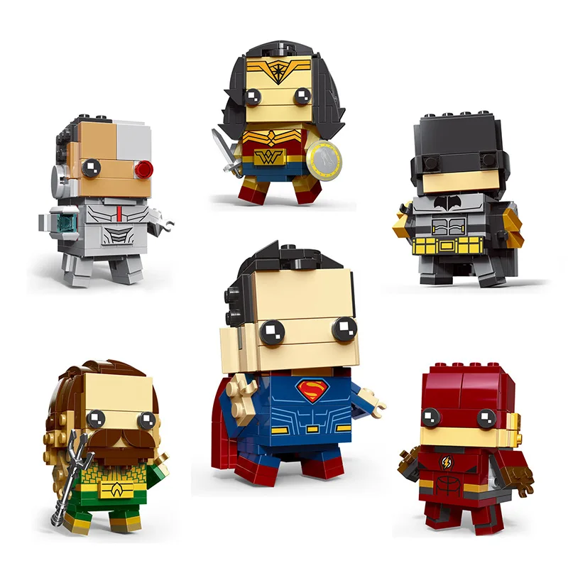 

New Brickheadz Figures Super Hero DC Justice League Brick Heads Iron Man Spider Man Building Blocks Toys for Children