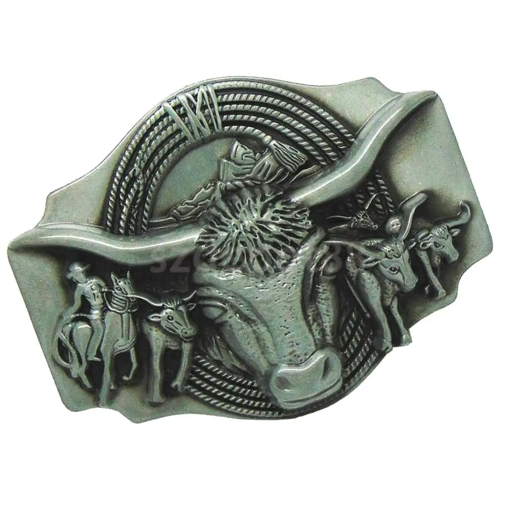 Antique Longhorn Matador Bull Bullfight Belt Buckle Vintage Western Cowboy Silver