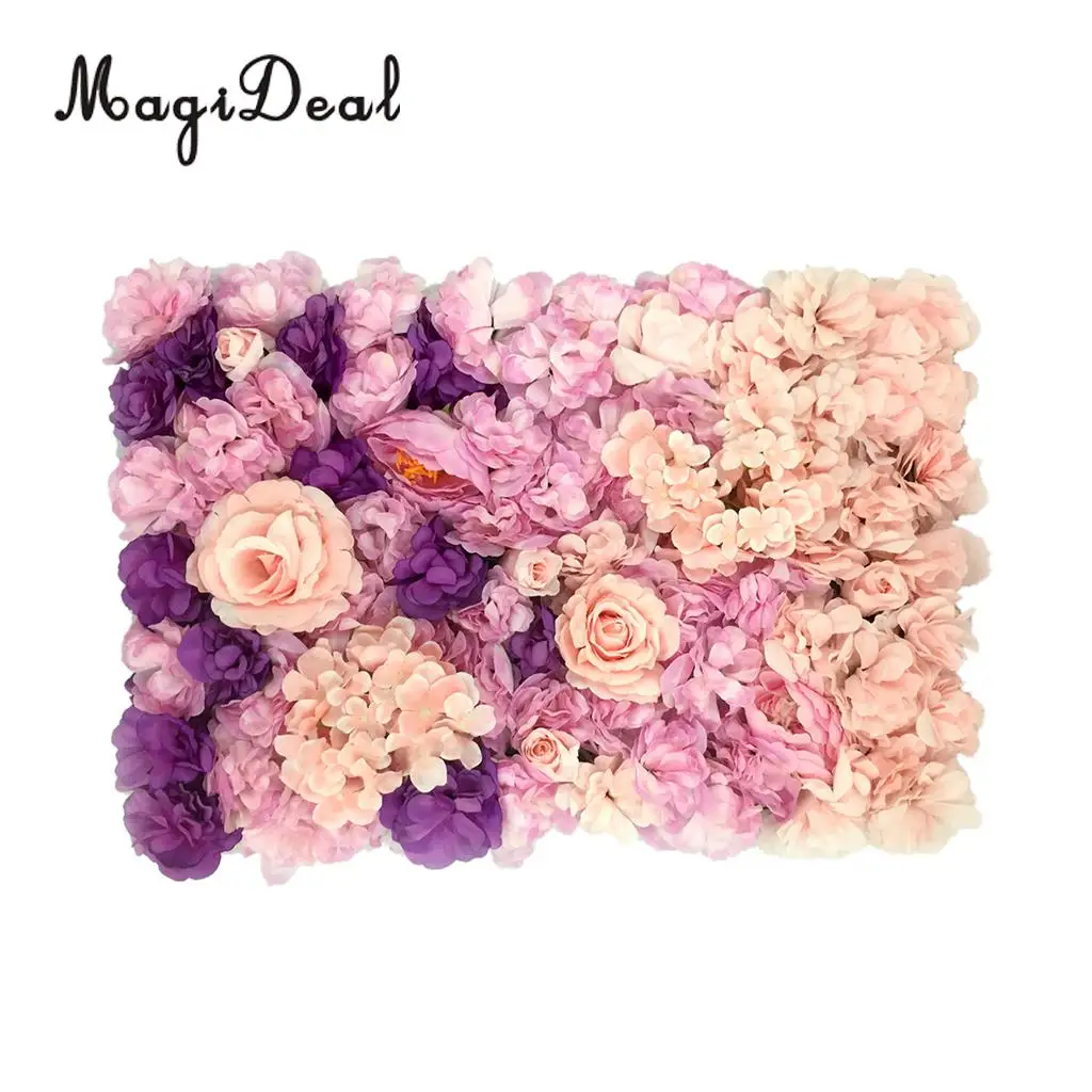 Romantic Artificial Flower Wall Panels Wedding Venue Roses Hydrangea Floral Decor Type A 5 Colors Choice	