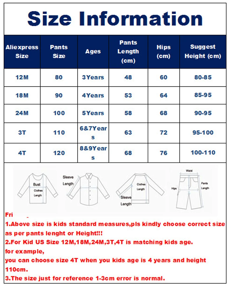 PANTS086 size table