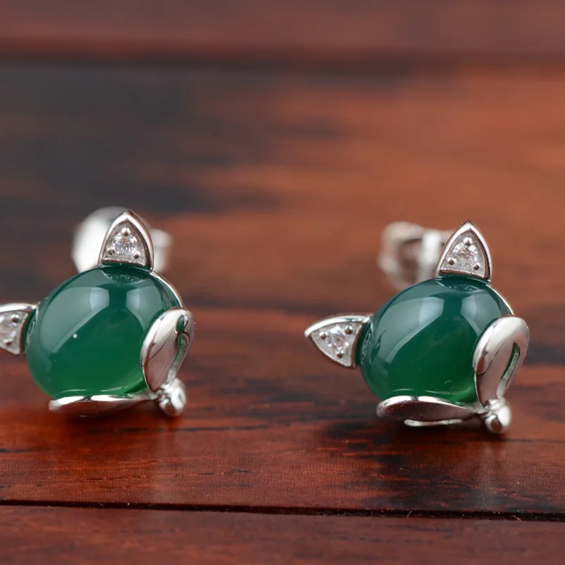 Original Natural Gemstone Fox 925 Sterling Silver Earrings For Women Lapis Lazuli Handmade Gift | Украшения и аксессуары