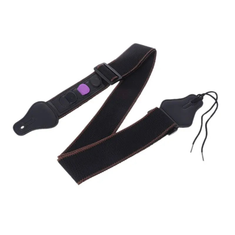

Electric Acoustic Guitar Strap With 3 Picks Holders Leather Heads Parts & Accessories