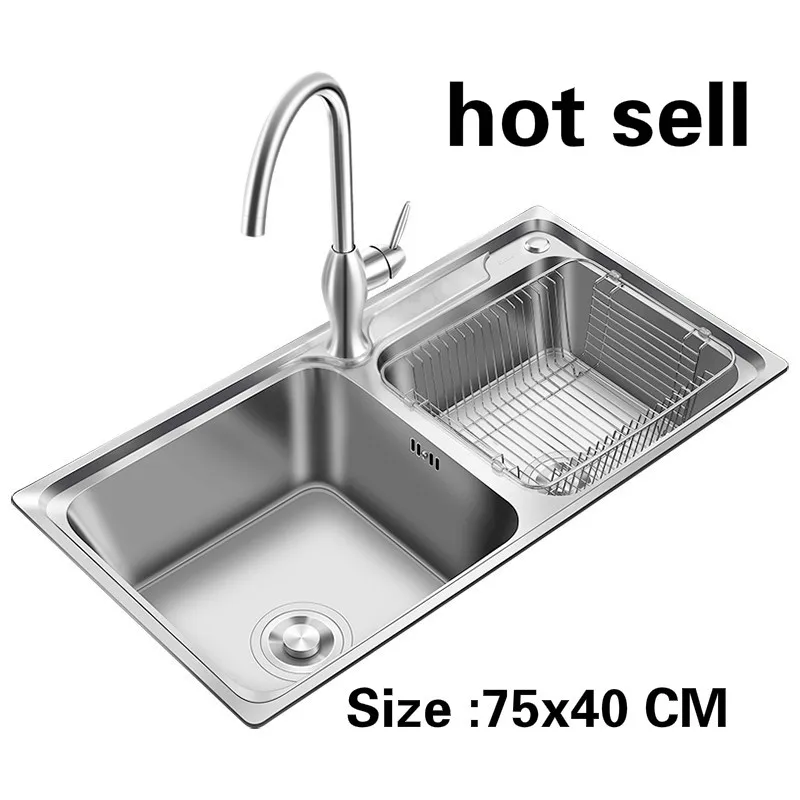 Free shipping Apartment food grade 304 stainless steel standard kitchen double groove sink do