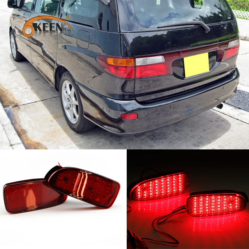 

OKEEN 2pcs Car LED Brake Lamp Rear Bumper Reflector Lights for Toyota Previa Estima Tarago Tail Light 12V Red Running Stop Light