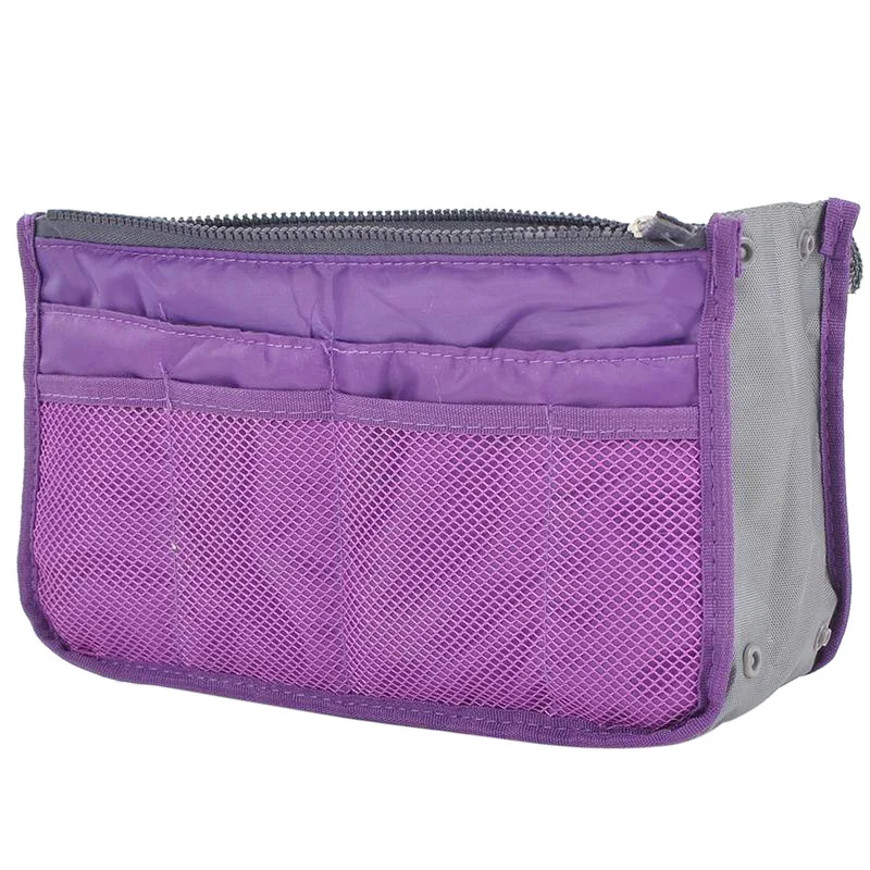 Urijk высокое качество Несессер для косметики в сумка с двойным замком портативный универсальный портативный походные сумки макияж сумки - Цвет: Purple