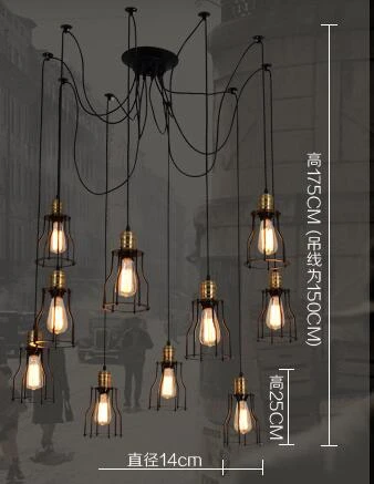 Kabelbaan Spuug uit Portret 8/10/12/15 hoofden ijzer bridge vintage hangende lampen voor eetkamer hotel  E27 led lampen amerikaanse stijl hangend loft licht A002B|pendent  lamp|lamps for dining roomsloft light - AliExpress